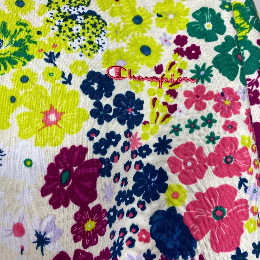 NWT! Champion French Terry Flower Power Floral Pullover Crop Sweatshirt -Size XS - Picture 4 of 7